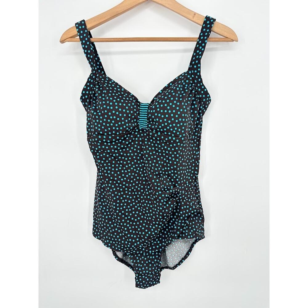 Maxine Of Hollywood Swimsuit One Piece Swim Womens 12 Polka Dot Retro Rockabilly